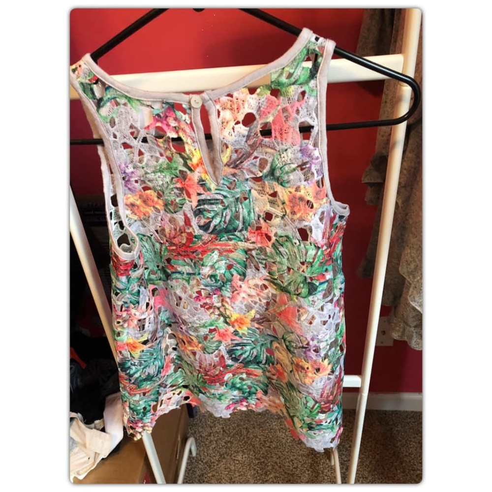 Colorful crochet overlay tank